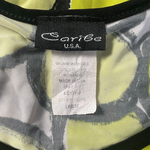 Y2K Top Womens Size Large Lime Green Polka Dot Asymmetrical Dopamine Neon Clown - Picture 7 of 10